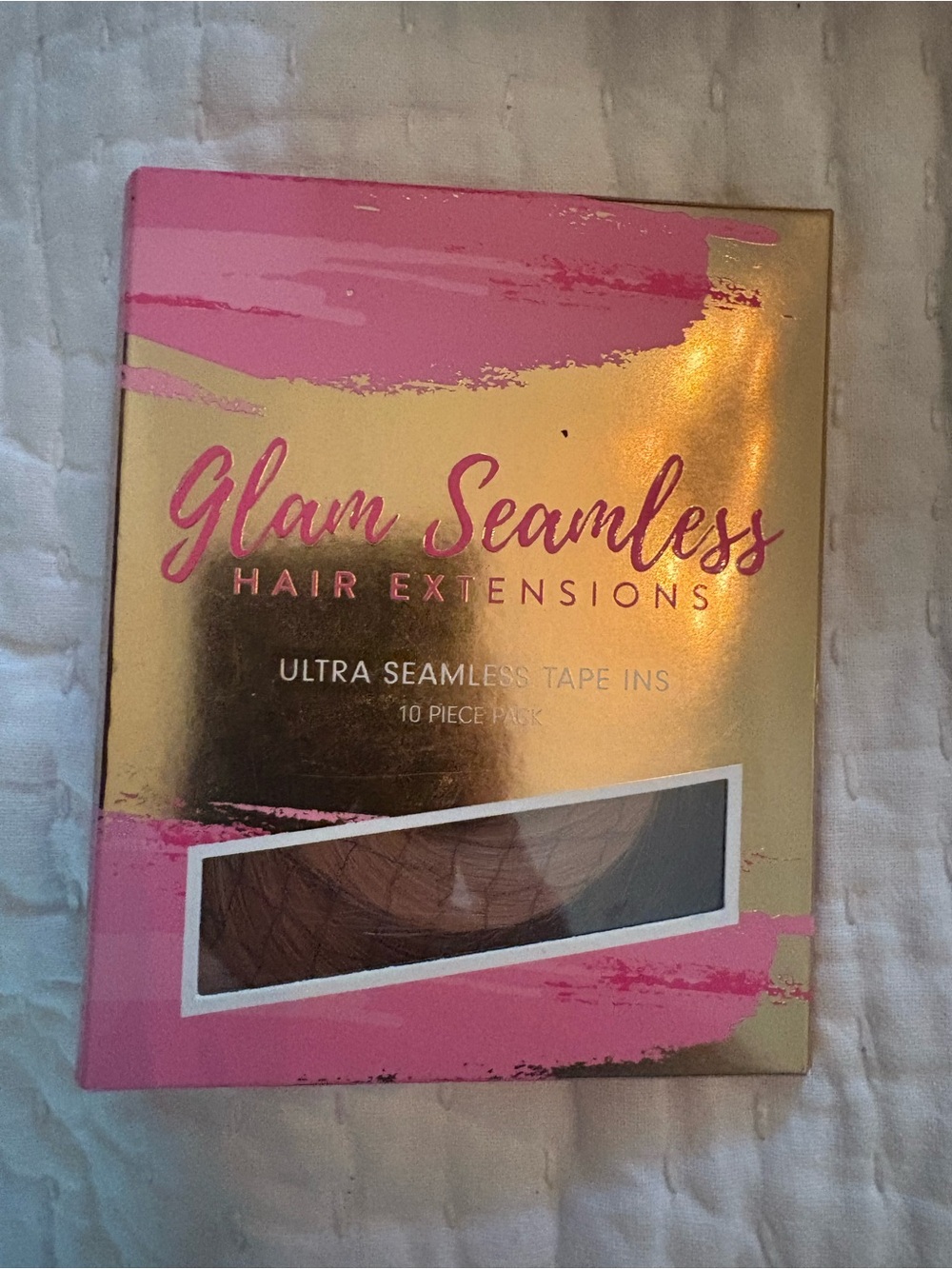 Glam Seamless Ultra Seamless Tape-In Hair Extensions – Pink & Gold Packaging